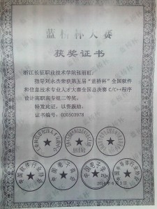 张丽虹老师指导学生获奖证书